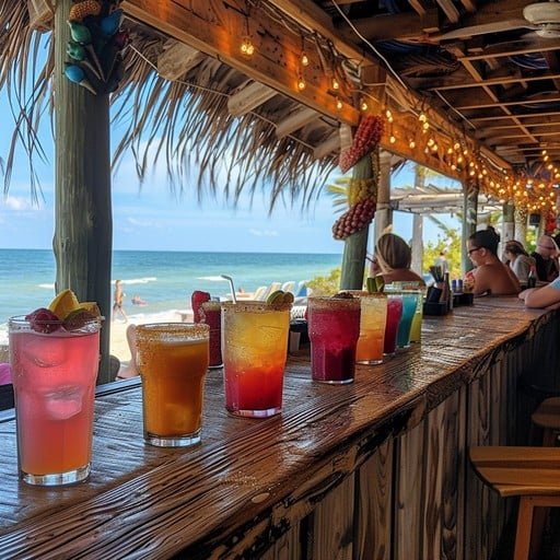 beachfront bar drinks stockcake